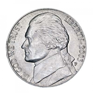 Nickel fünf Cent 2003 USA, Minze P Preis, Komposition, Durchmesser, Dicke, Auflage, Gleichachsigkeit, Video, Authentizitat, Gewicht, Beschreibung