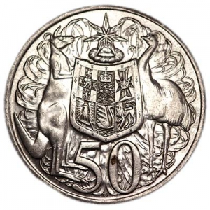 50 центов 1966 Австралия "Round Silver Fifty" цена, стоимость