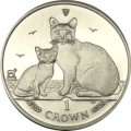 1 Krone 2008 Insel Maine Burmilla Katze mit Kätzchen