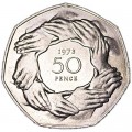 50 пенсов 1973 Великобритания, вступление в Европейское Экономическое Сообщество, из обращения