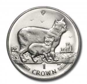 1 crown 2012 Isle of Man Manx cat and kitten price, composition, diameter, thickness, mintage, orientation, video, authenticity, weight, Description