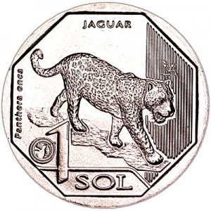 1 Sol 2018 Peru Jaguar price, composition, diameter, thickness, mintage, orientation, video, authenticity, weight, Description