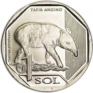 1 Sol 2018 Peru Mountain tapir price, composition, diameter, thickness, mintage, orientation, video, authenticity, weight, Description