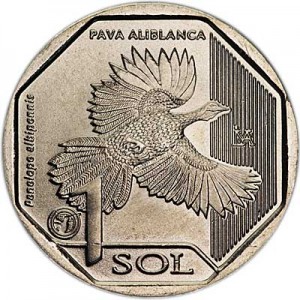 1 Sol 2018 Peru Whitewing Guan price, composition, diameter, thickness, mintage, orientation, video, authenticity, weight, Description