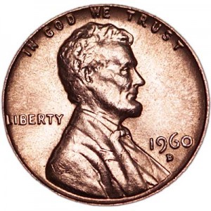 1 цент 1960 США Линкольн D, UNC цена, стоимость
