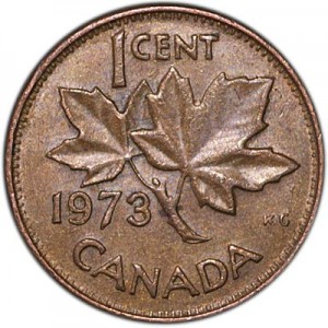 1 cent 1973 Canada, from circulation price, composition, diameter, thickness, mintage, orientation, video, authenticity, weight, Description