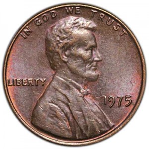1 cent 1975 P US price, composition, diameter, thickness, mintage, orientation, video, authenticity, weight, Description