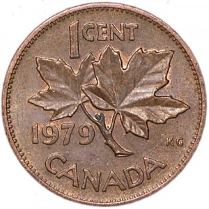 1 cent 1979 Canada, from circulation