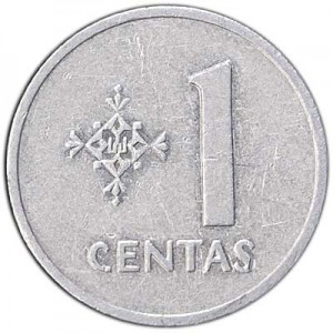1 цент 1991 Литва, из обращения цена, стоимость