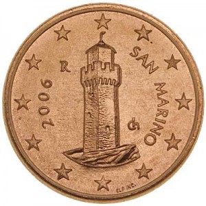 1 cent 2006 San Marino UNC price, composition, diameter, thickness, mintage, orientation, video, authenticity, weight, Description