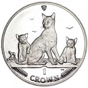 1 crown 2016 Isle of Man Tobacco Brown Cat price, composition, diameter, thickness, mintage, orientation, video, authenticity, weight, Description