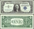 Banknote 1 Dollar 1957 USA -Zertifikat mit blauem Siegel, XF