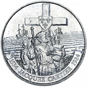 1 доллар 1984 Канада, 450 лет открытия Канады Жаком Картье цена, стоимость