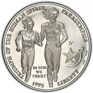 1 Dollar 1995 USA Paralympics PROOF Silver Dollar, silber