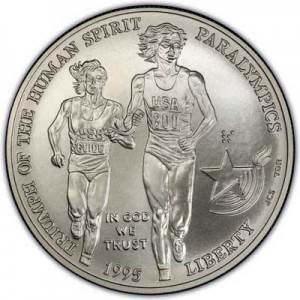 1 Dollar 1995 USA Paralympics PROOF Silver UNC, silber