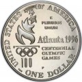 1 доллар 1996 США XXVI Олимпиада Прыжки в высоту,  proof, серебро