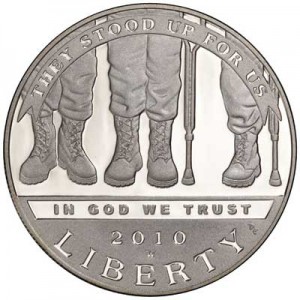 1 доллар 2010 США Ветераны инвалиды,  Proof, серебро