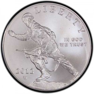 1 dollar 2012 USA Infantry Soldier,  UNC, silver