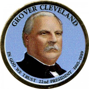 1 Dollar 2012 USA, 22 Präsident Grover Cleveland farbig
