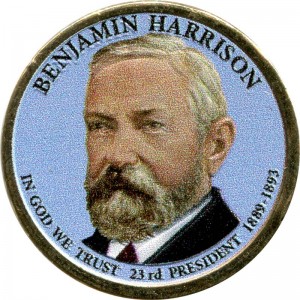1 Dollar 2012 USA, 23 Präsident Benjamin Harrison farbig