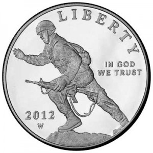 1 доллар 2012 США Пехотинец,  proof, серебро