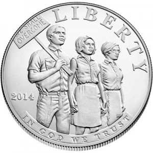 1 dollar 2014 USA Civil Rights Act of 1964,  UNC price, composition, diameter, thickness, mintage, orientation, video, authenticity, weight, Description