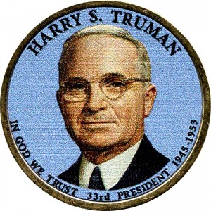1 dollar 2015 USA, 33th President Harry S. Truman (colorized)