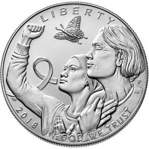 1 доллар 2018 США, Осведомленность о раке молочной железы,  UNC, серебро
