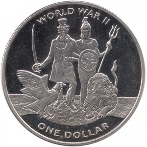 1 доллар 2019 Виргинские острова, Вторая мировая война цена, стоимость