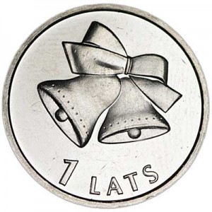 1 лат 2012 Латвия, Рождественские колокольчики цена, стоимость