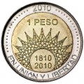 1 песо 2010, Аргентина, 200 лет Майской Революции (Гора Аконкагуа)