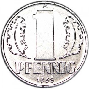 1 пфенниг 1968 Германия цена, стоимость