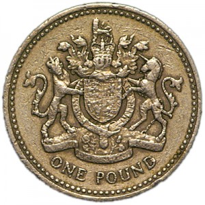 1 фунт 1983 Герб Королевства Англии цена, стоимость