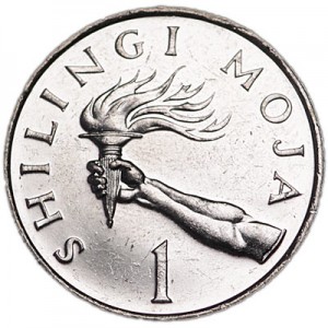 1 шиллинг 1990 Танзания, факел свободы цена, стоимость