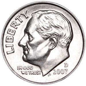 10 Cent 2007 USA Roosevelt, Minze D