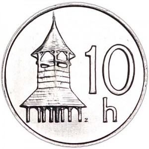 10 hellers Slovakia 2002 price, composition, diameter, thickness, mintage, orientation, video, authenticity, weight, Description