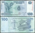 100 франков 2007 Конго, банкнота, хорошее качество XF