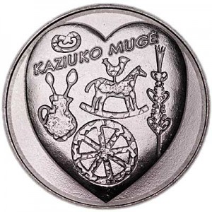 1,5 евро 2017 Литва, Ярмарка Казюкаса цена, стоимость