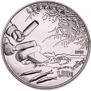 1,5 euro 2019 Lithuania Smelt fishing price, composition, diameter, thickness, mintage, orientation, video, authenticity, weight, Description