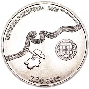 2,5 евро 2008 Португалия, Винодельческий регион Альто Дору, серия "Всемирное культурное наследие Португалии" (Alto Douro Vinhateiro) цена, стоимость