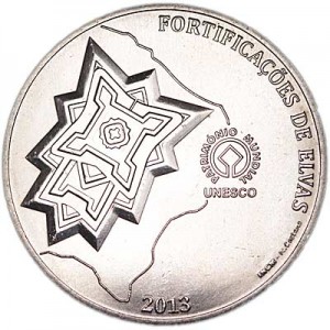 2.50 euro 2013 Portugal Fortification Elvas price, composition, diameter, thickness, mintage, orientation, video, authenticity, weight, Description
