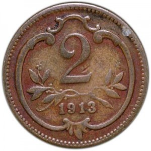 2 геллера 1903 Австрия, из обращения цена, стоимость
