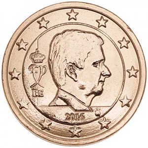 2 цента 2016 Бельгия, UNC цена, стоимость