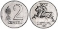 2 цента 1991 Литва, из обращения