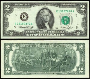 2 доллара 1976 США (E - Ричмонд), банкнота, хорошее качество XF