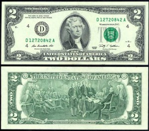 2 доллара 2009 США (D - Кливленд), банкнота, хорошее качество XF