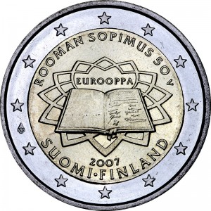 2 евро 2007, 50 лет Римскому договору, Финляндия  цена, стоимость