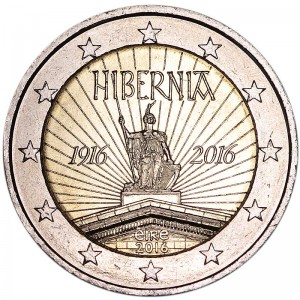 2 euro 2016 Ireland, 100 Years since the Easter Rising price, composition, diameter, thickness, mintage, orientation, video, authenticity, weight, Description