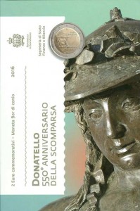 2 евро 2016 Сан-Марино, Донателло, в буклете цена, стоимость