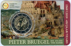 2 евро 2019 Бельгия, Питер Брейгель, в блистере цена, стоимость